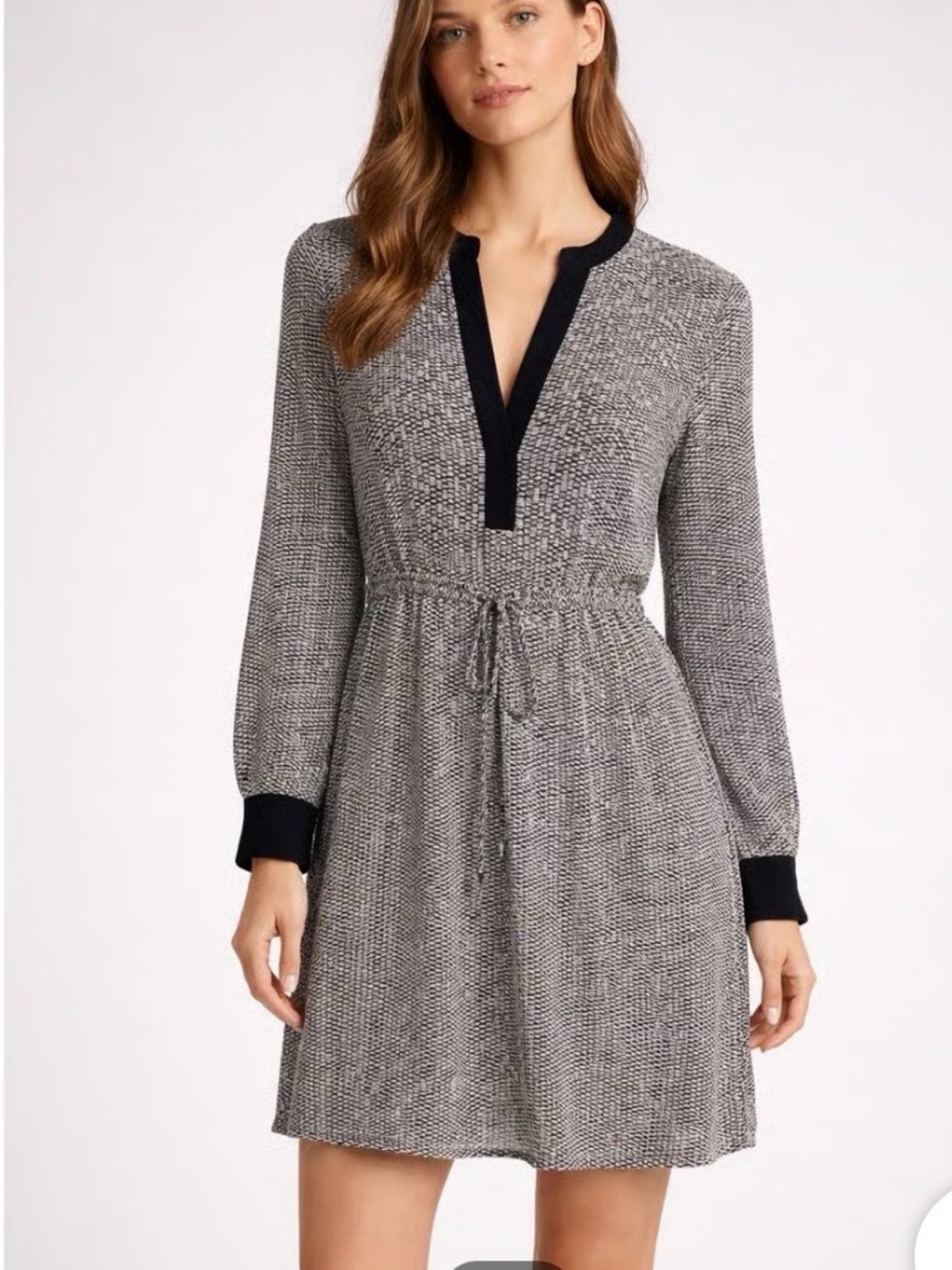 Black & White Knit Tie-Waist Dress - Women